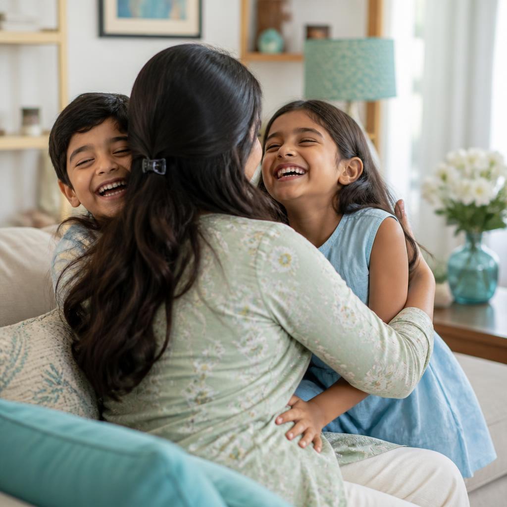 A family enjoying time together instead of doing laundry